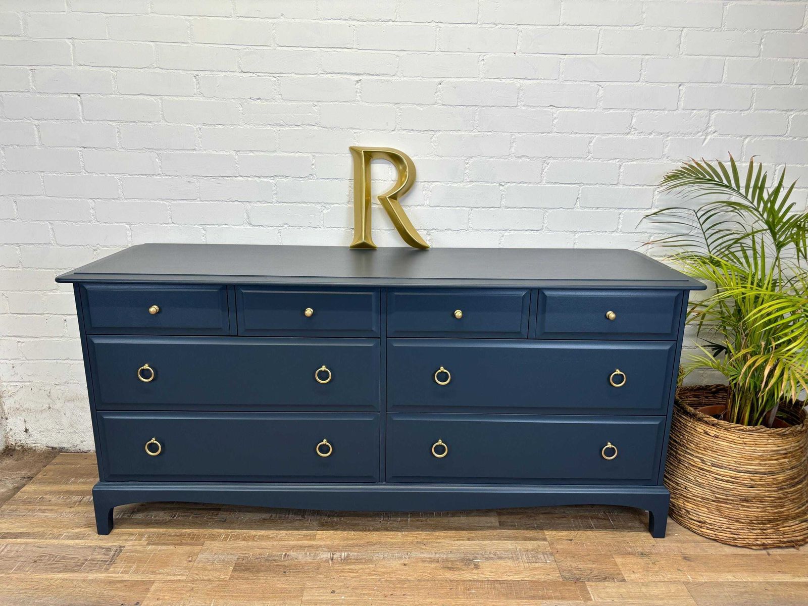Stag Minstrel Captains Chest Painted In Peacock Navy photo furniture