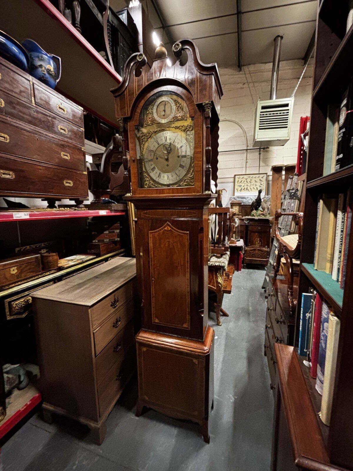 Antique Marquetry Inlaid 3 Weight Musical Longcase Clock, Brass Dial, Superb. photo buy