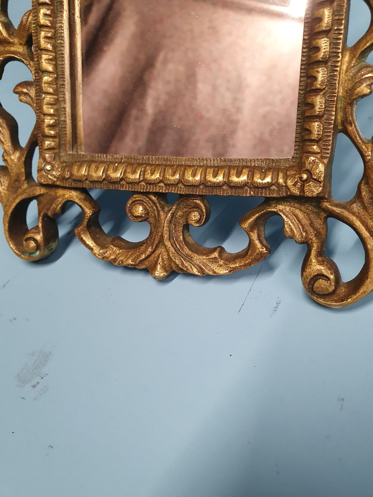 Late 19th Century Small Brass Table Mirror photo for sale