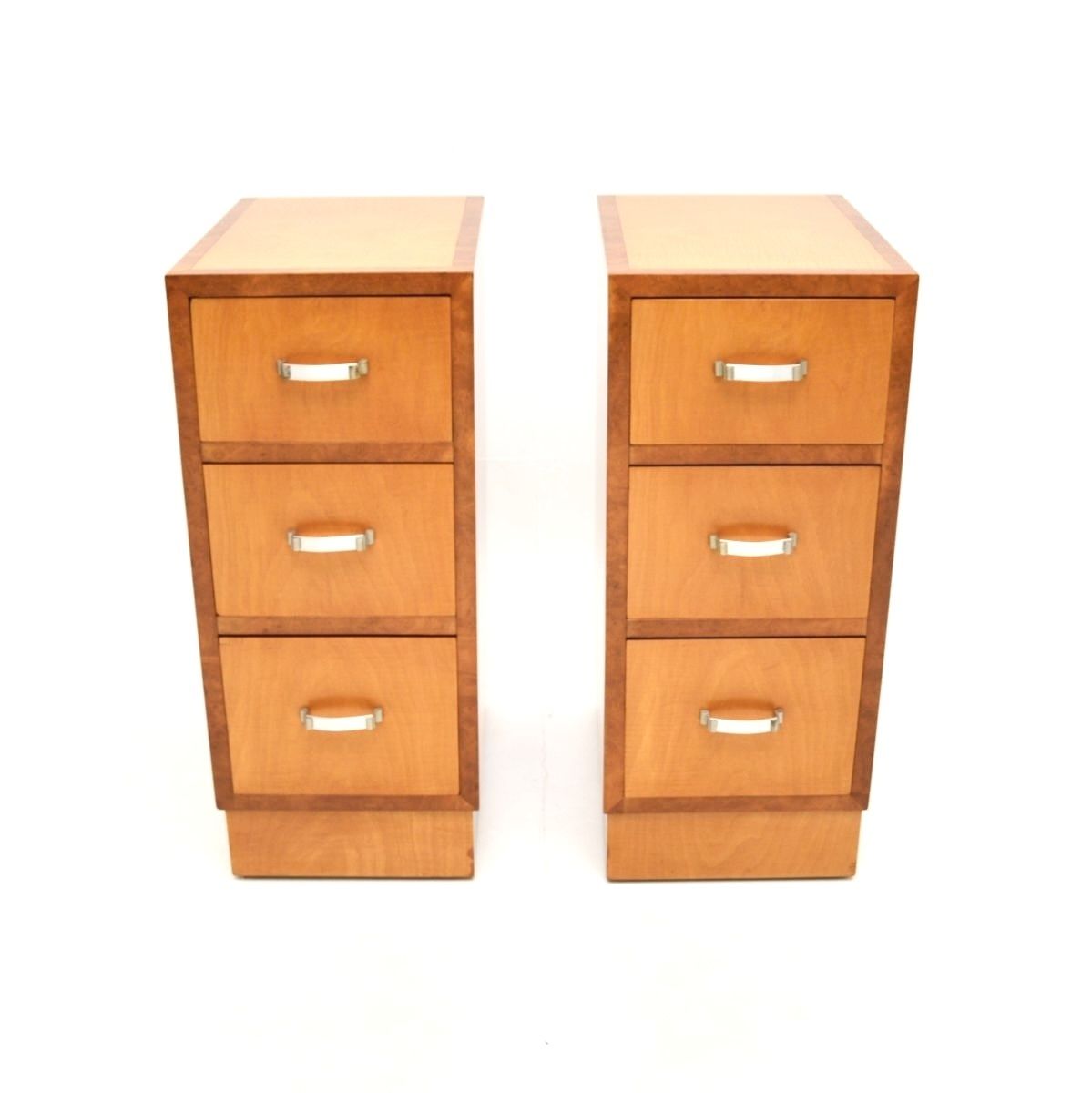 Pair Of Art Deco Satinwood And Walnut Bedside Chests photo furniture