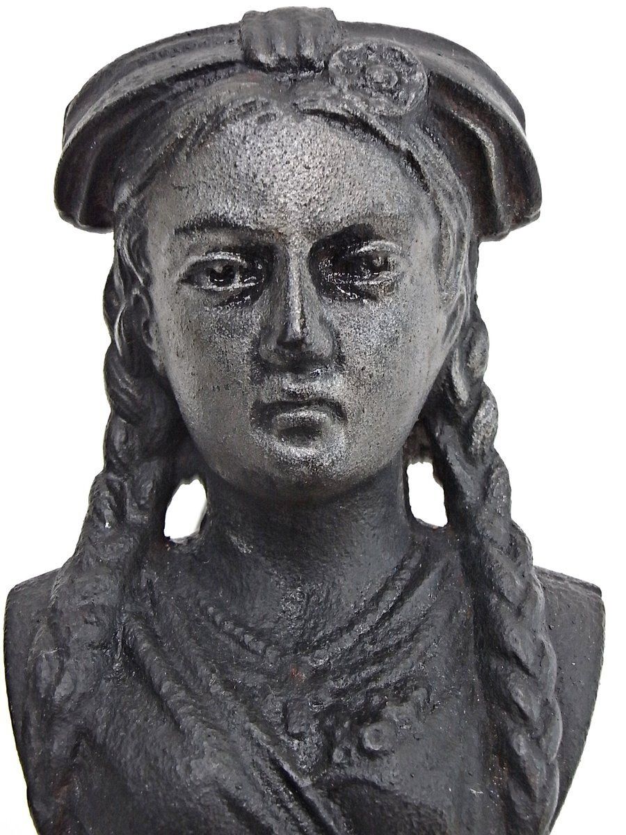 Cast Iron Trident Fireplace With Female Head, 1950s, Set Of 2 photo 180.0