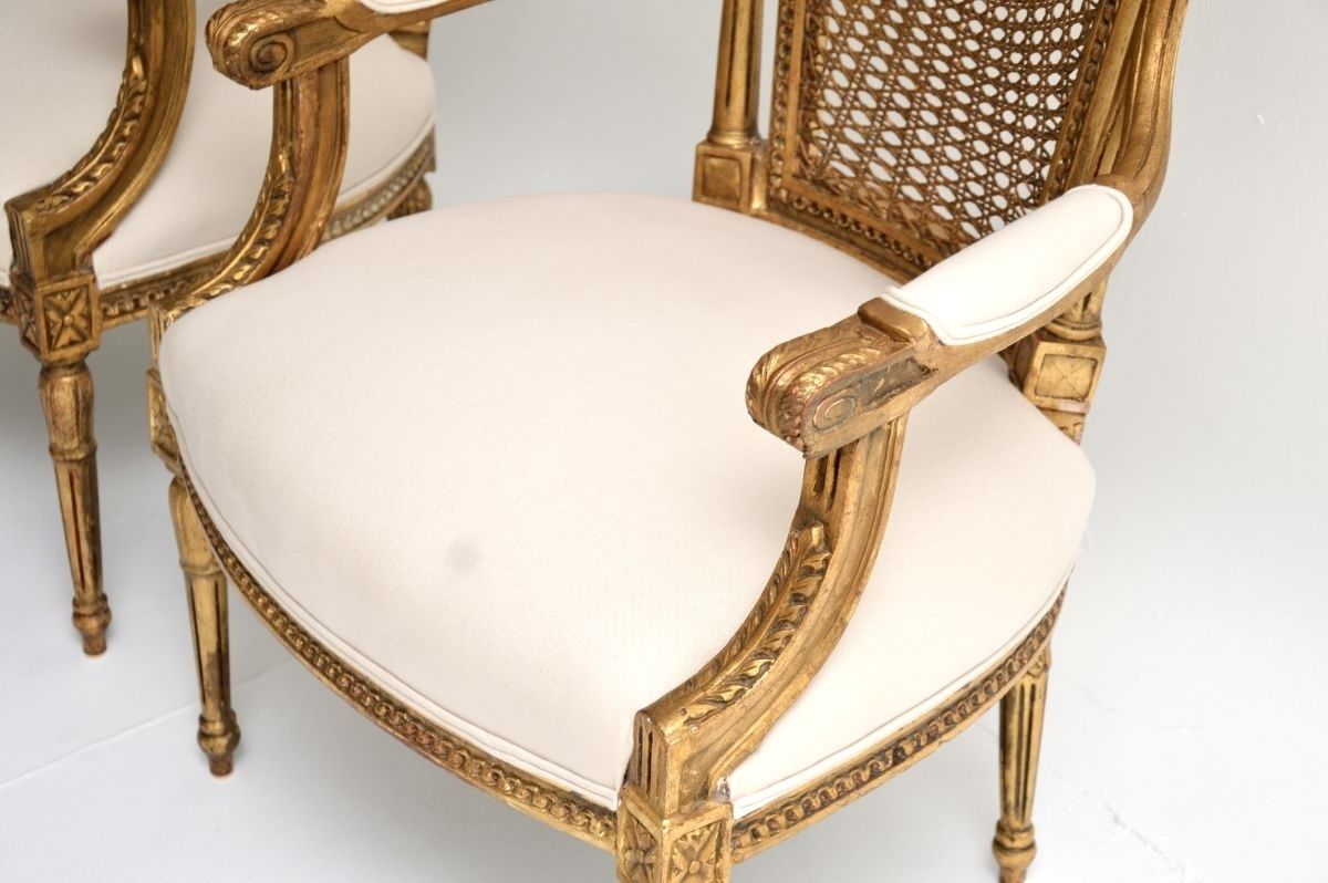 Pair Of Antique French Gilt Wood Salon Armchairs photo vinterior