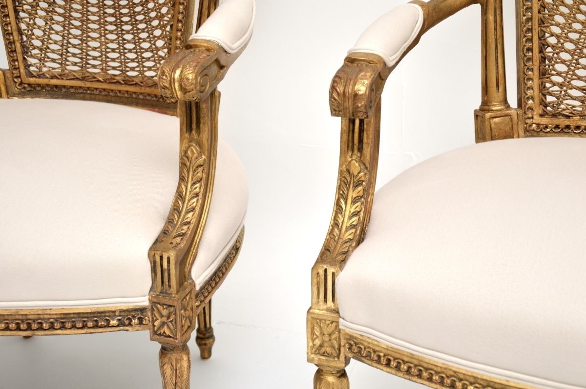 Pair Of Antique French Gilt Wood Salon Armchairs photo buy