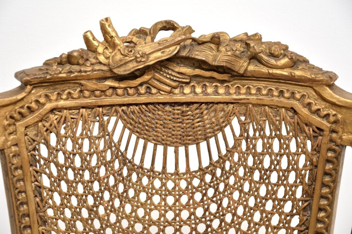 photo for sale Pair Of Antique French Gilt Wood Salon Armchairs
