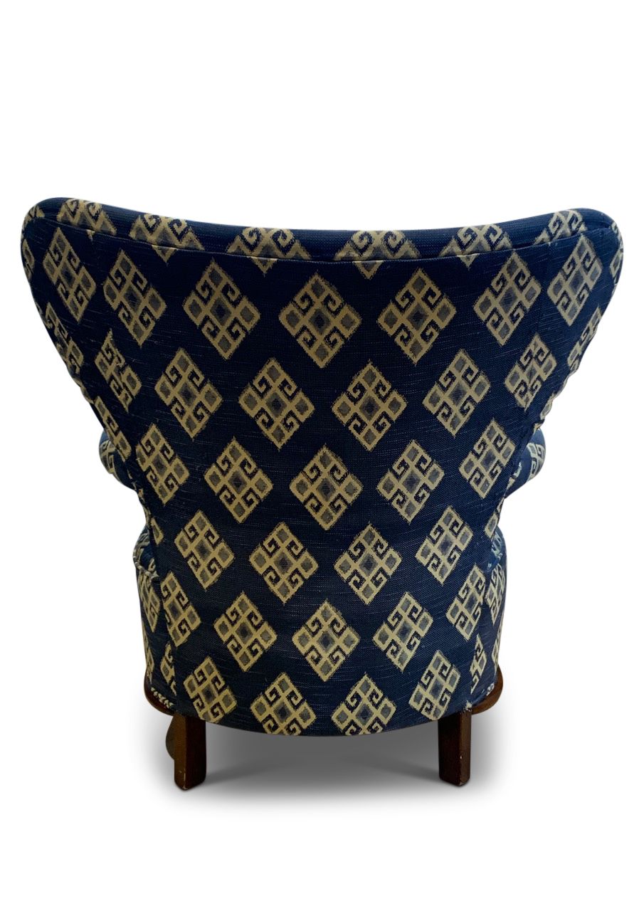 photo furniture Art Deco Kilim Upholstery Stained Beech Open Framed Armchair By Fritz Hansen