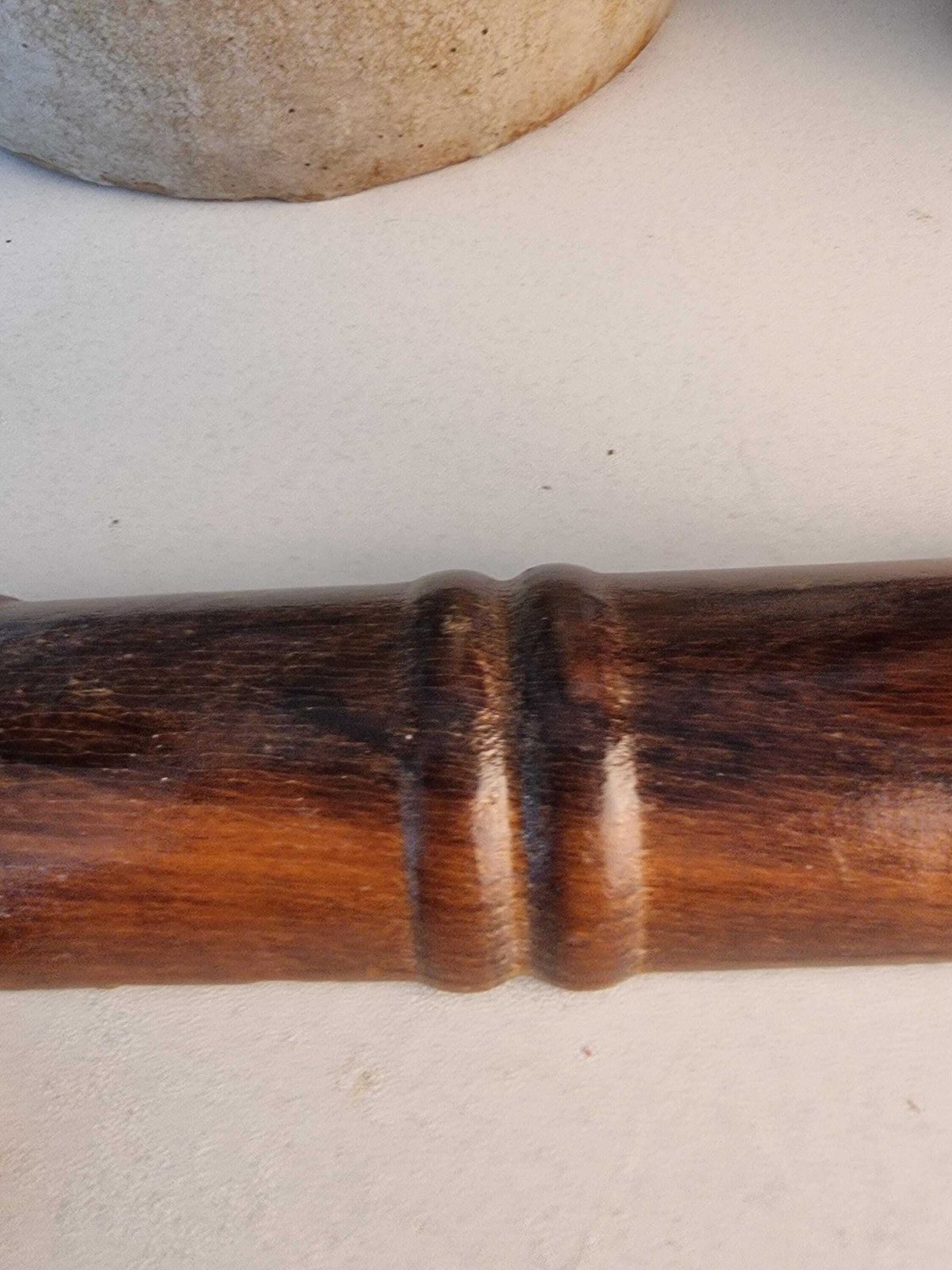 French Vintage Wood Coat Rack, 2 Mushroom Hooks, Rustic Farmhouse photo for sale