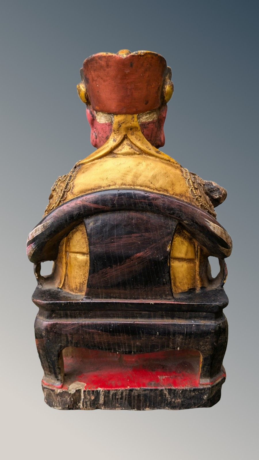 Chinese Polychrome Carved Figure Of A Deity  Qing Period photo Art