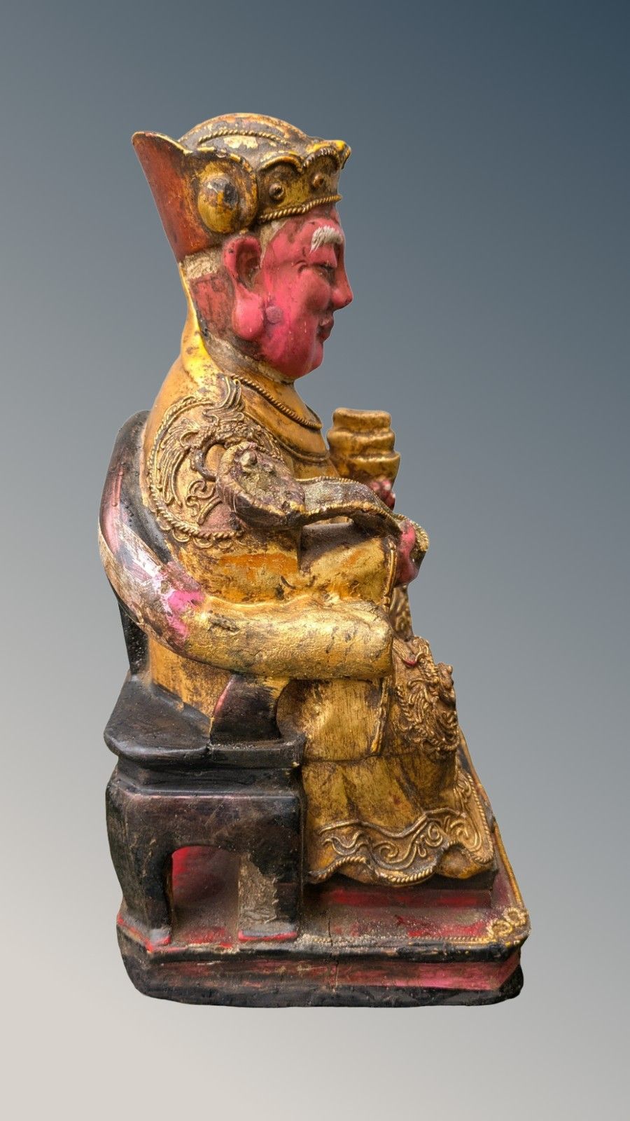 Chinese Polychrome Carved Figure Of A Deity  Qing Period photo buy