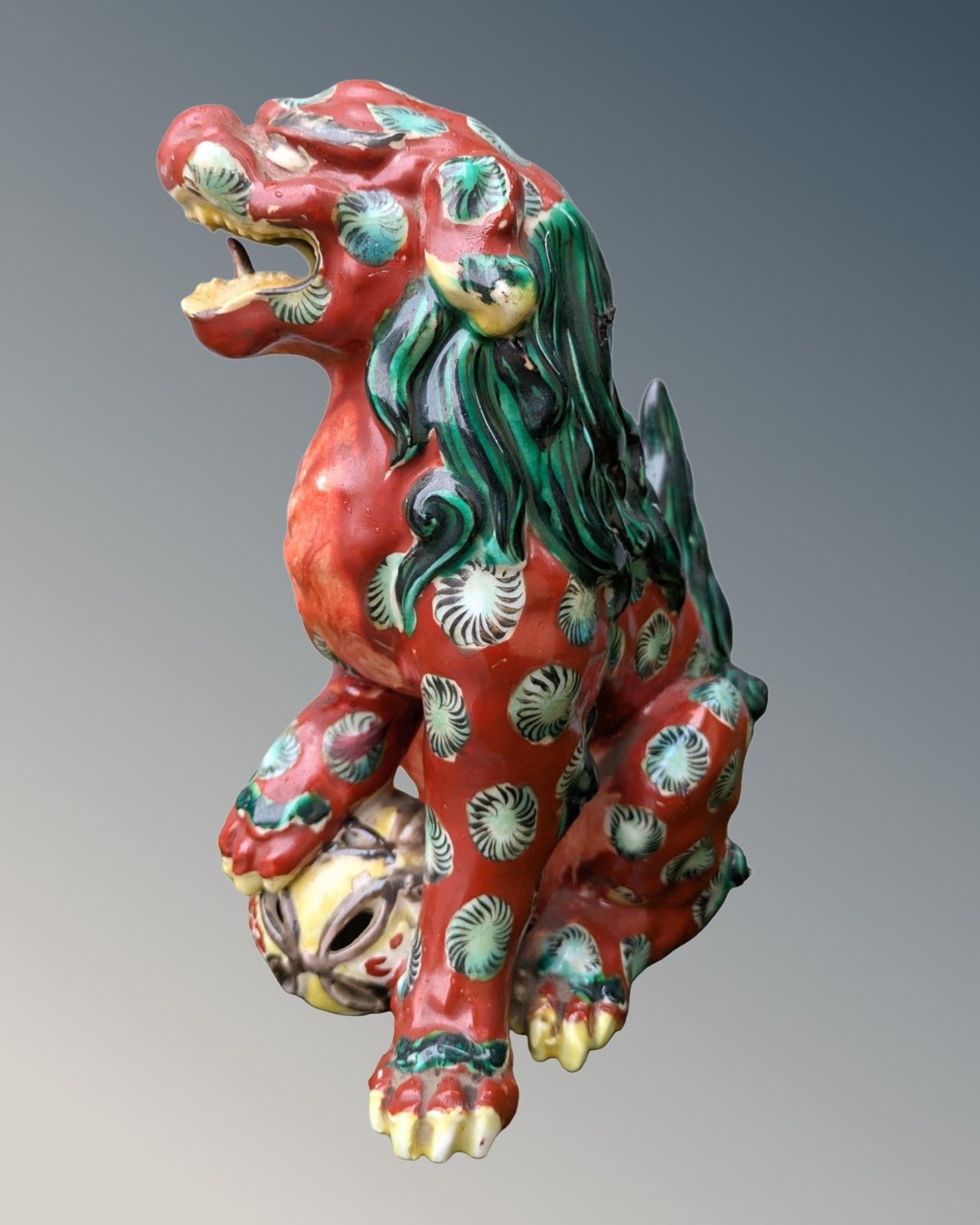 Chinese Porcelain Enamelled Foo Dog  Qing Period photo furniture