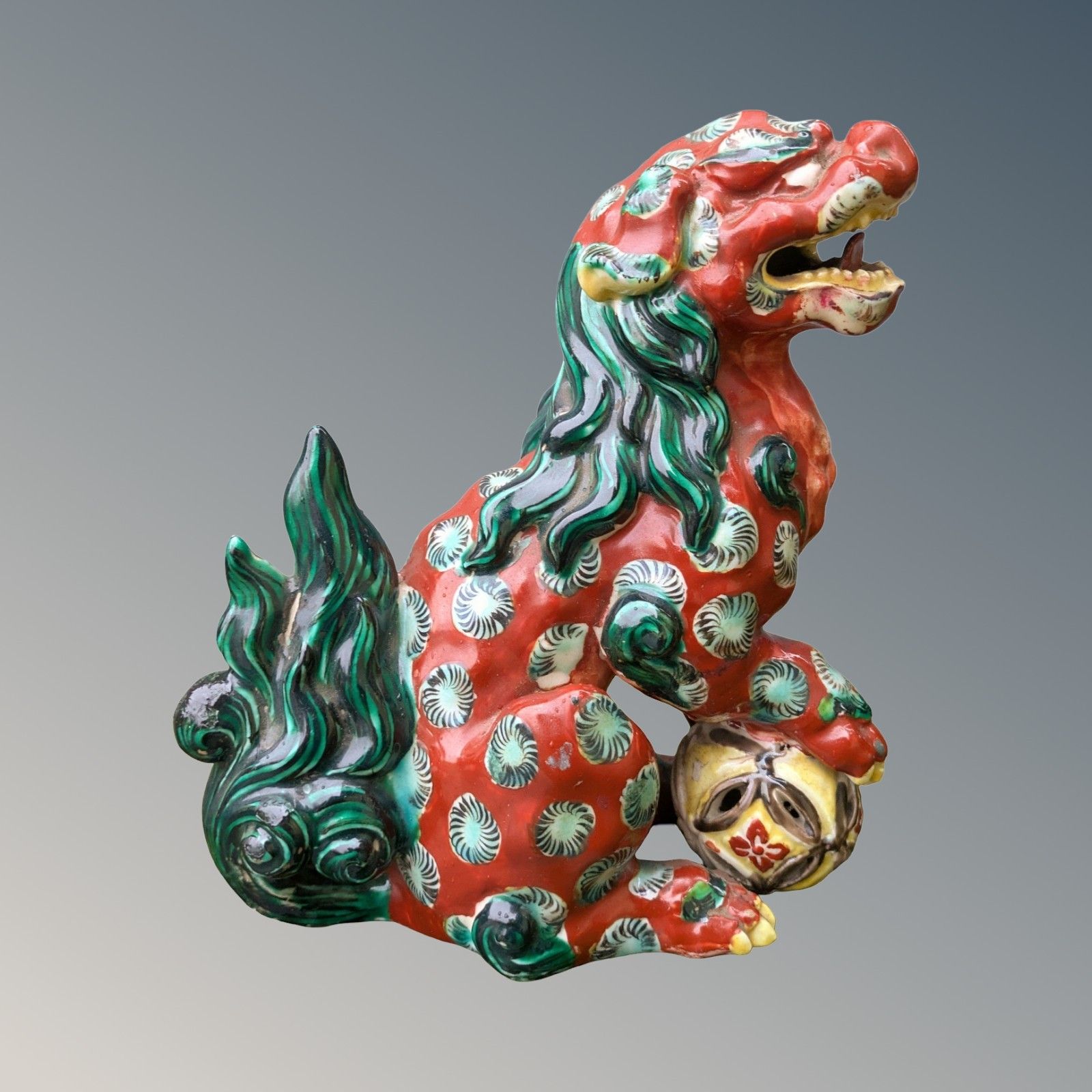 Chinese Porcelain Enamelled Foo Dog  Qing Period photo vintage