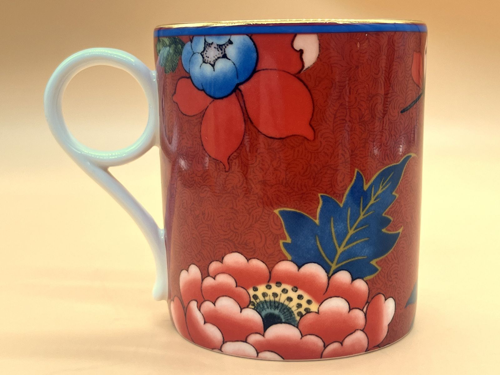 New Wedgwood China Archive Paeonia Blush Red Design 0.5 Pint Mug. photo for sale