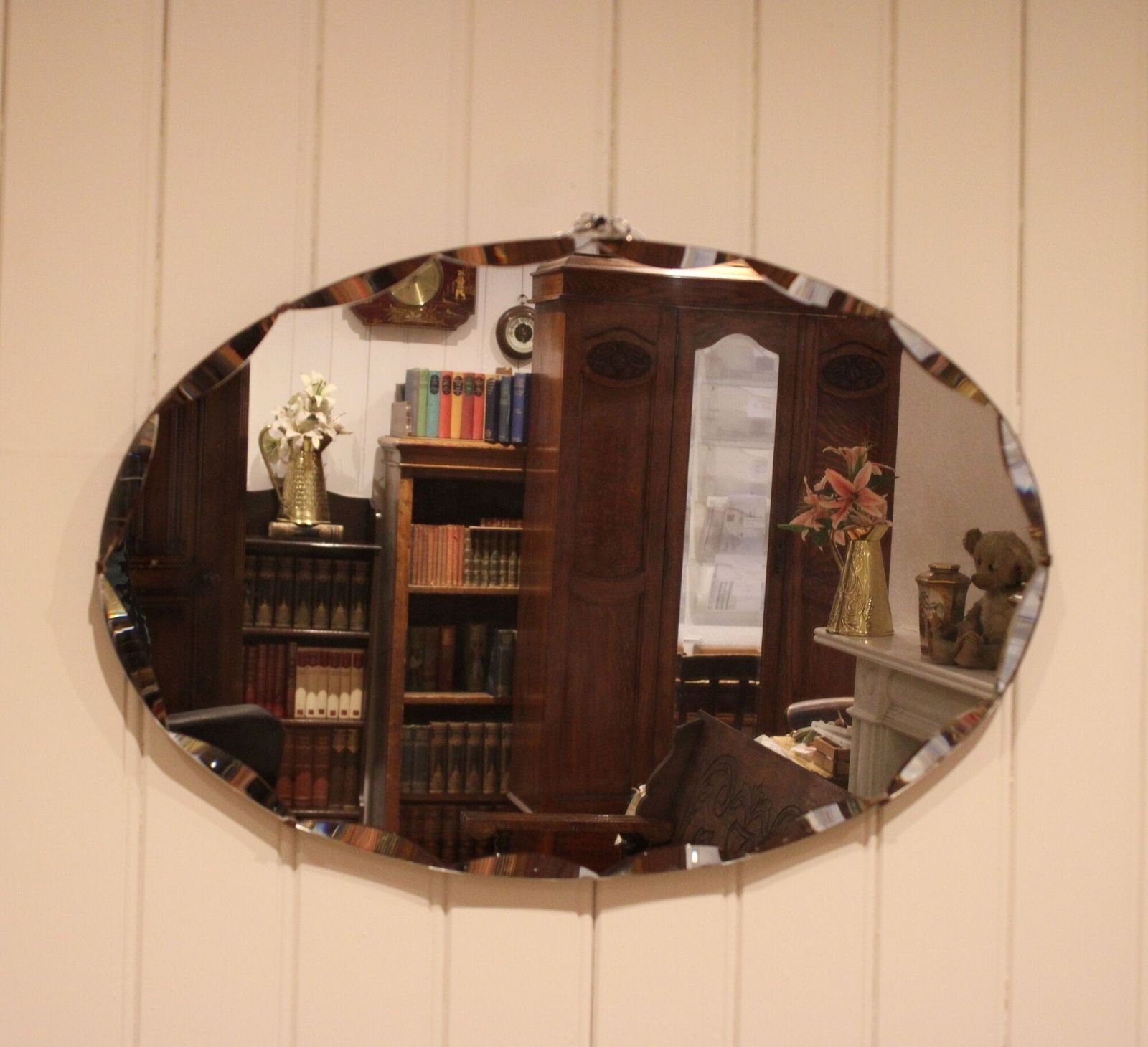 Oval Cut Glass Wall Mirror, 1930s photo furniture