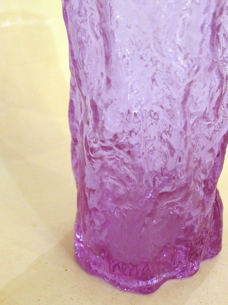 Bark Relief Goblet Vase In Mauve Glass By Geoffrey Baxter, 1960s photo vinterior