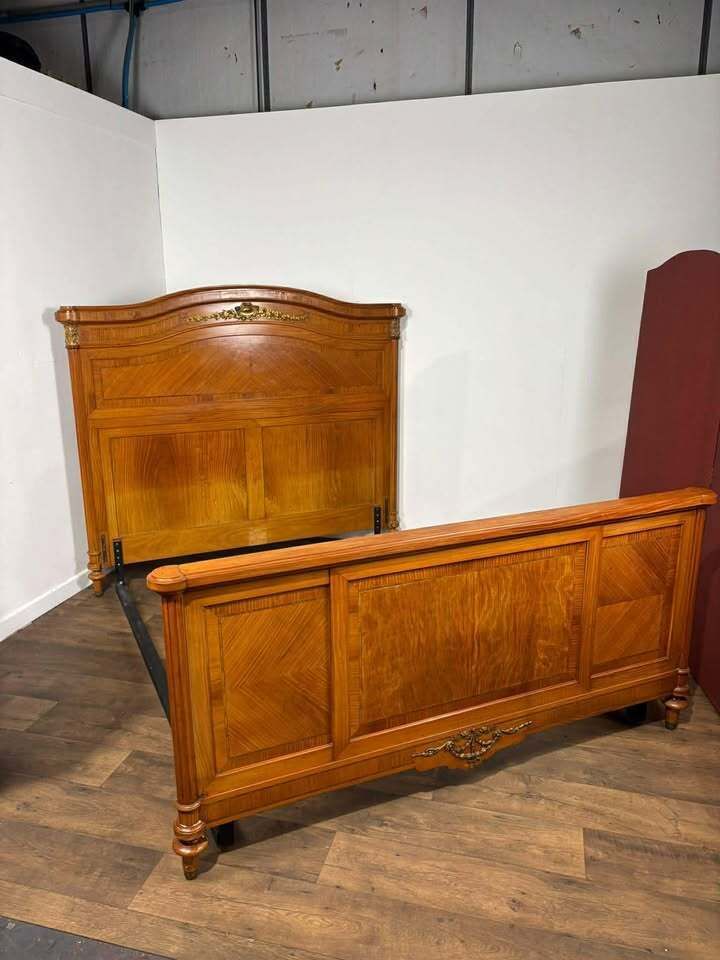 Early 20th French Style Walnut Veneered Bed