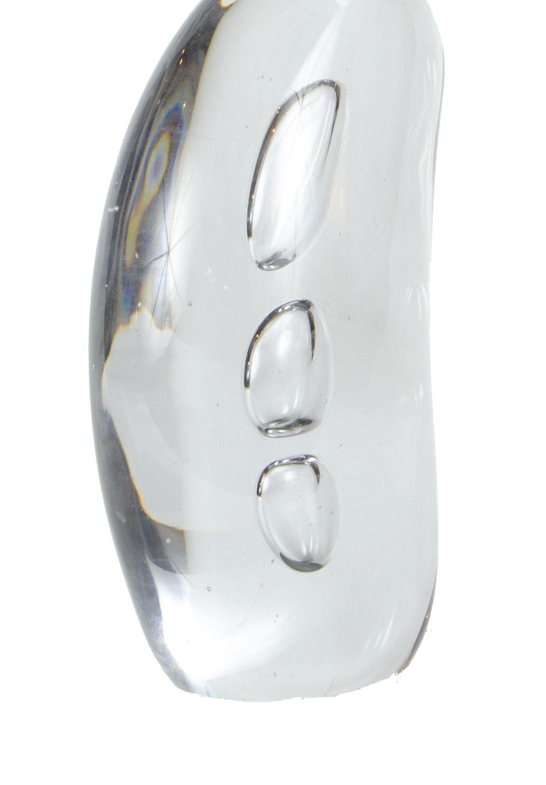 Late 20th Century Clear Hand Blown Glass Modern Abstract Sculpture With Trapped Bubbles, Poland photo vinterior