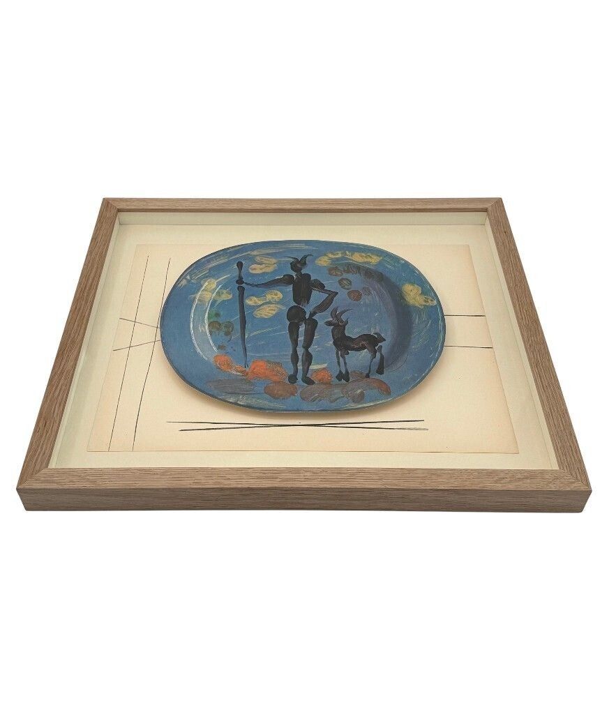 A Framed Lithographic Plate From The 1948 Swedish, Limited Edition Portfolio Of Only 200  “Ceramiques De Picasso” photo vintage