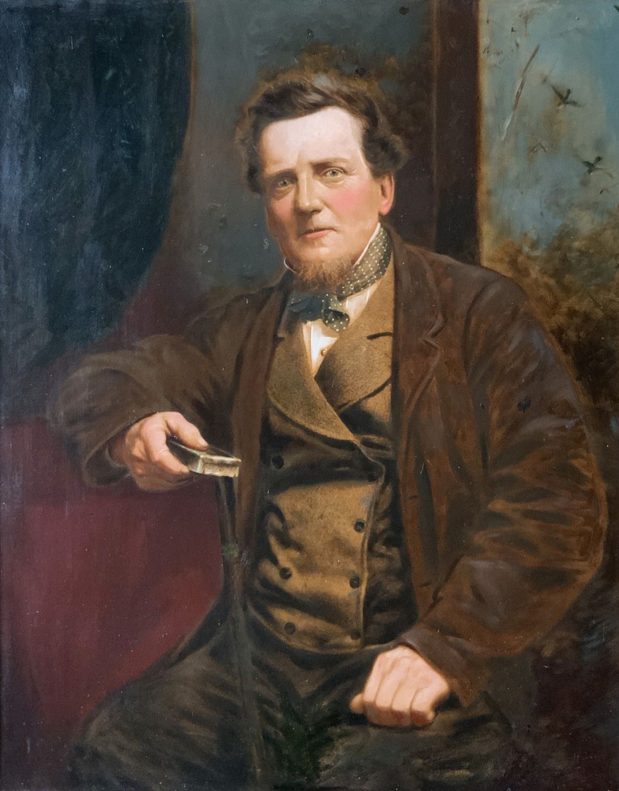 Original 19thc Antique Victorian Oil Portrait Painting Of A Distinguished Gent photo furniture