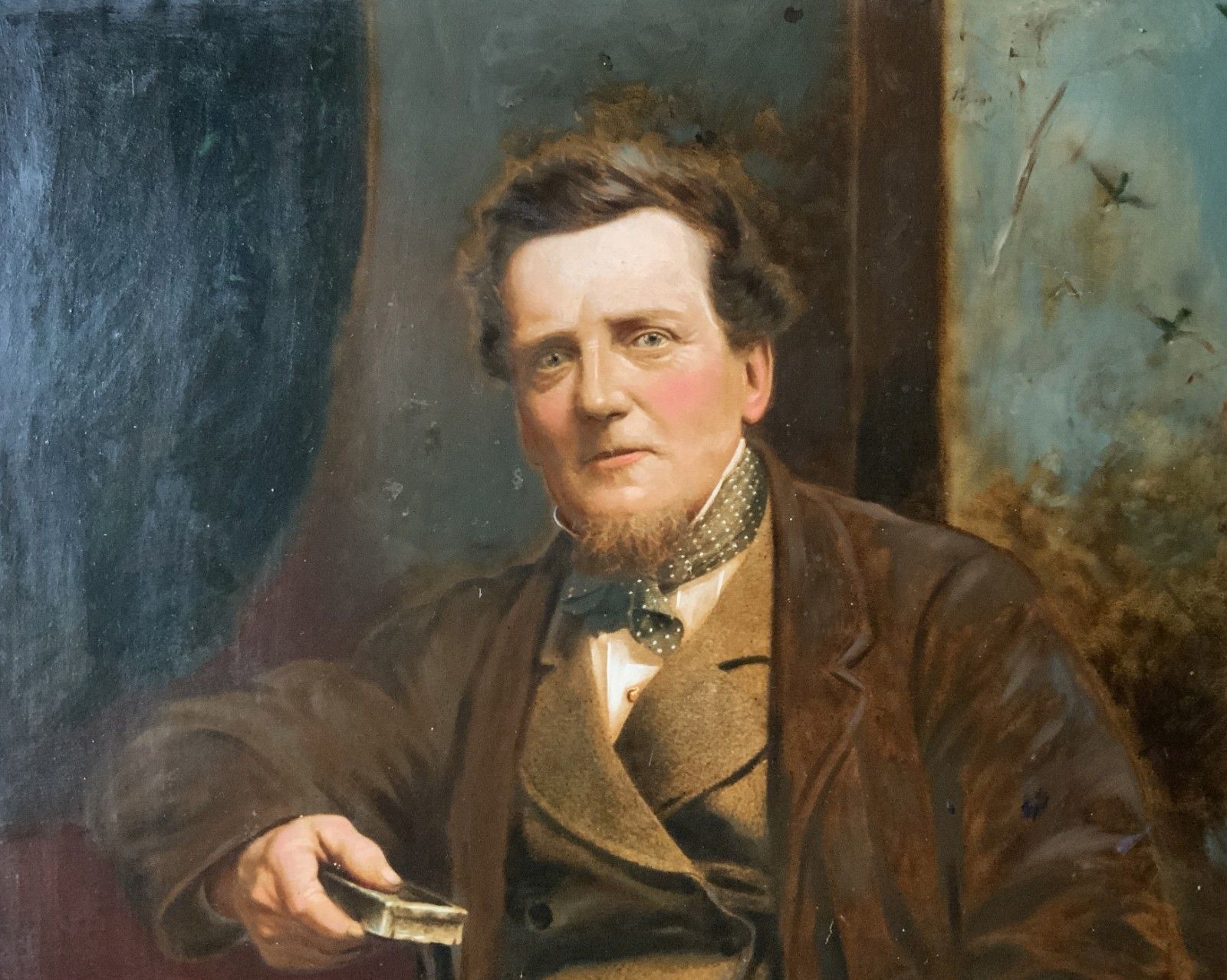Original 19thc Antique Victorian Oil Portrait Painting Of A Distinguished Gent photo for sale
