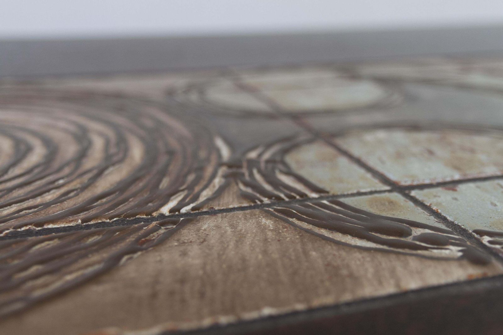 1597.0 Danish Brutalist Oak Drop Leaf Dining Table With Ox Art Tiles By Gangso, 1970s. photo