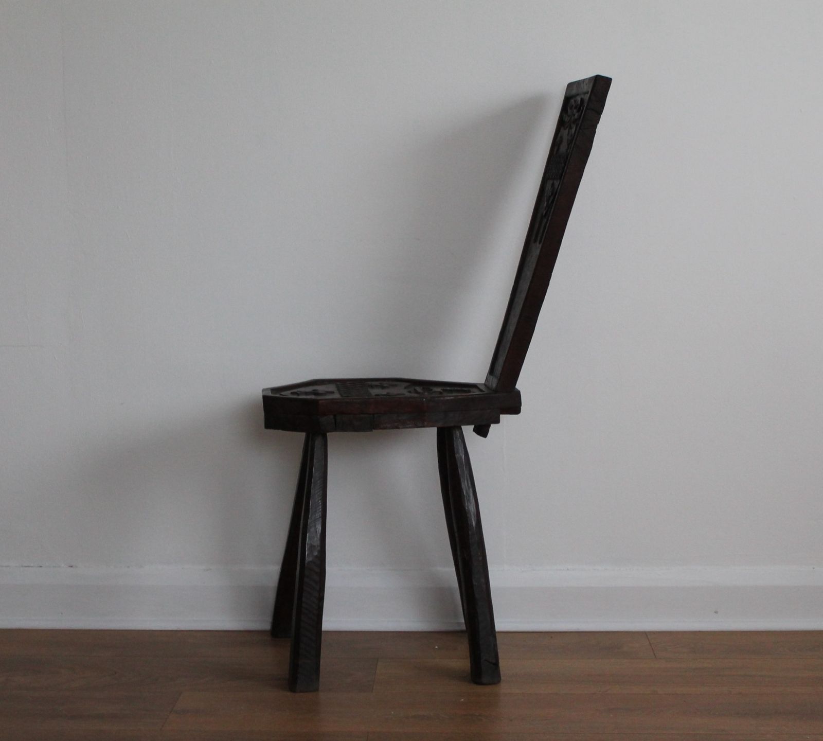 photo for sale Antique Vernacular Hall Chair.  Oak Spinning Chair
