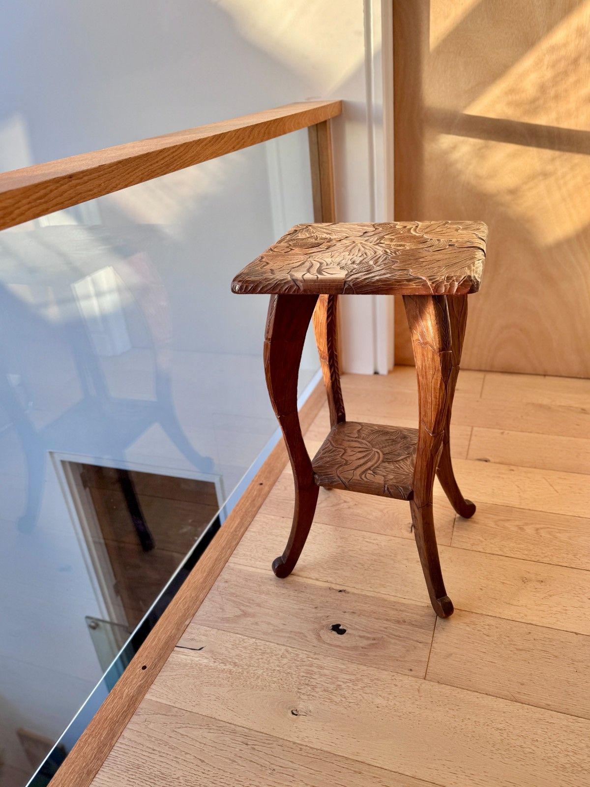 Antique Liberty Of London Japanese Hand Carved Floral Side Table C1905 photo vinterior