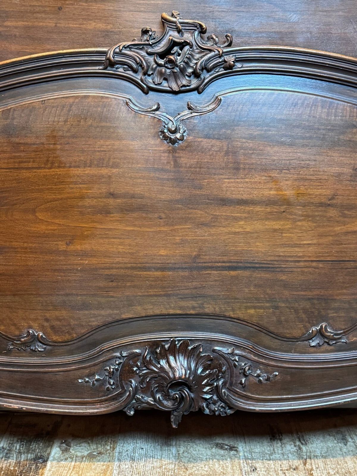 Antique French Carved Walnut Double Bed In Louis XV Style photo Furniture