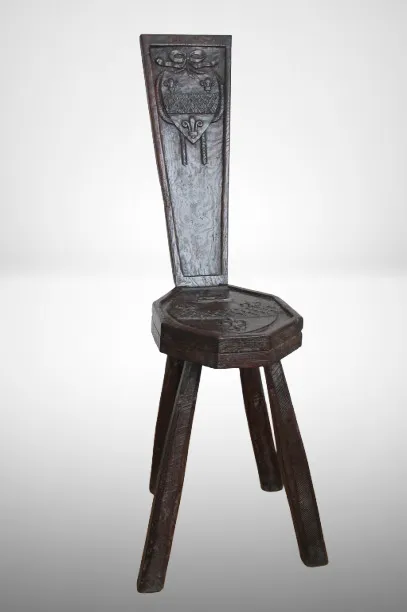 Antique Vernacular Hall Chair.  Oak Spinning Chair