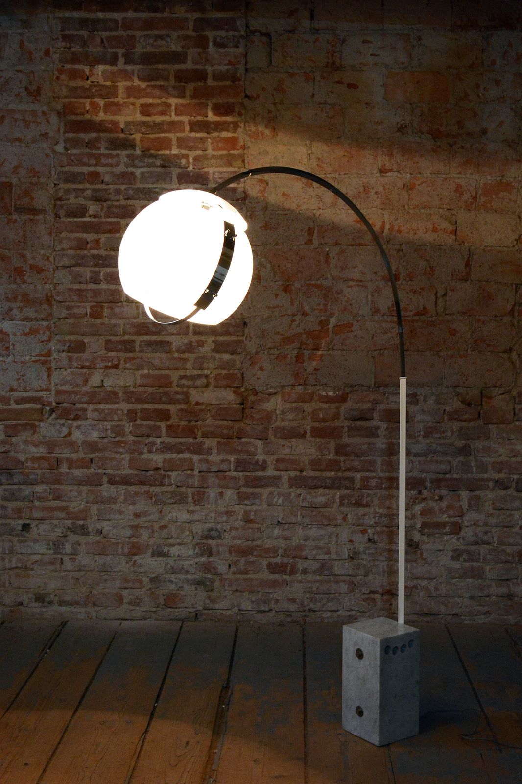Restored Mid Century Floor Lamp, By H. Guzzini, Chrome, Marble, Italy, 1960s photo 2050.0