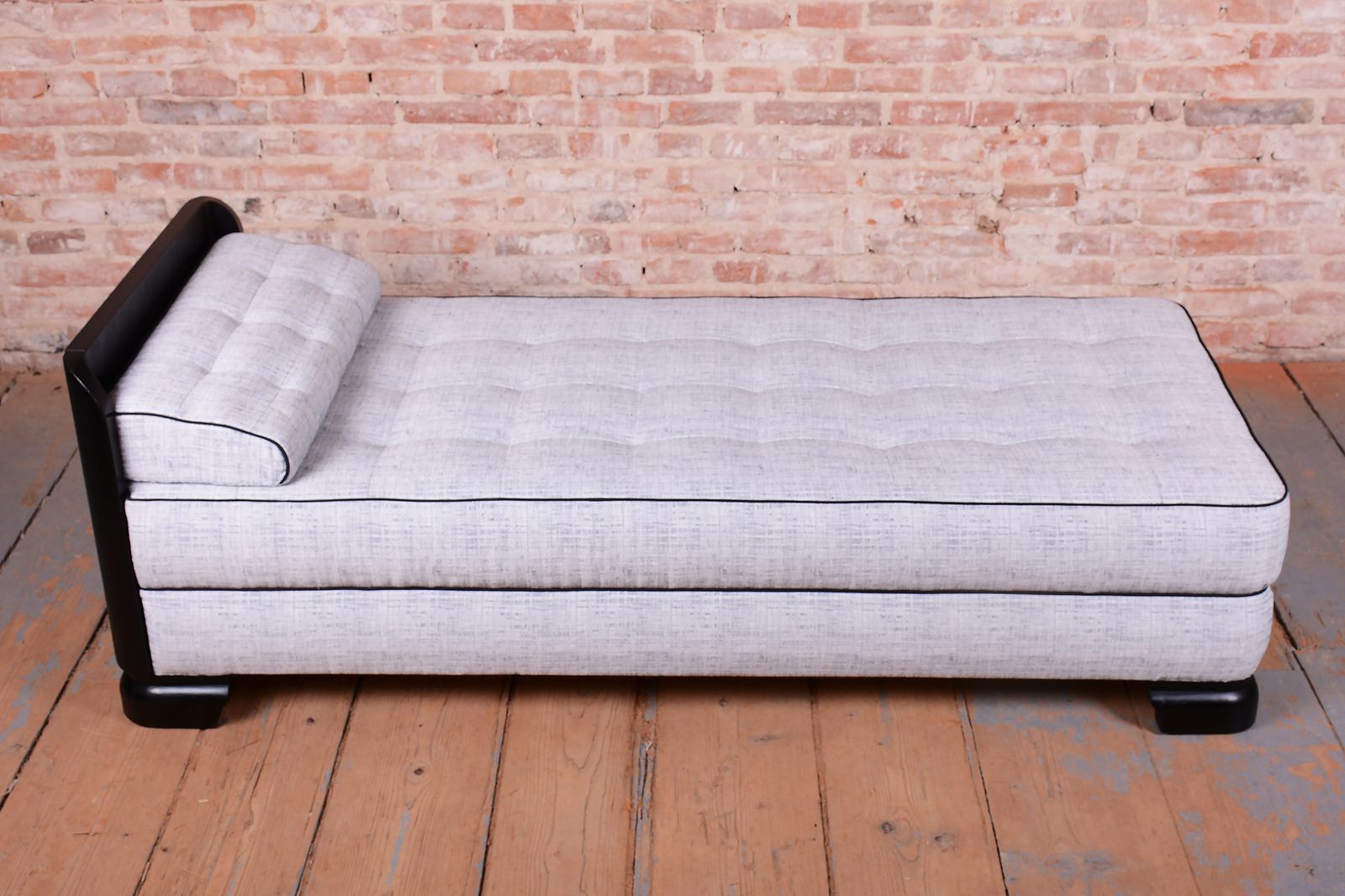 Restored Art Deco Chaise Lounge, Oak, Spruce, Reupholstered, Czech, 1930s photo vintage