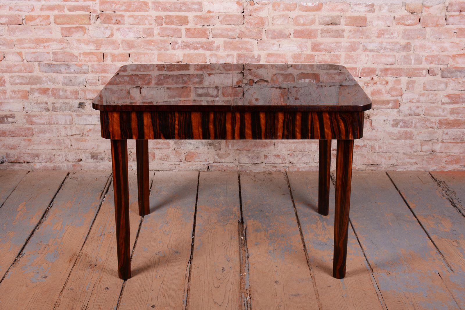 Restored Art Deco Dinig Set, By Oldřich Liška, Macassar, Leather, Czech, 1920s photo Furniture