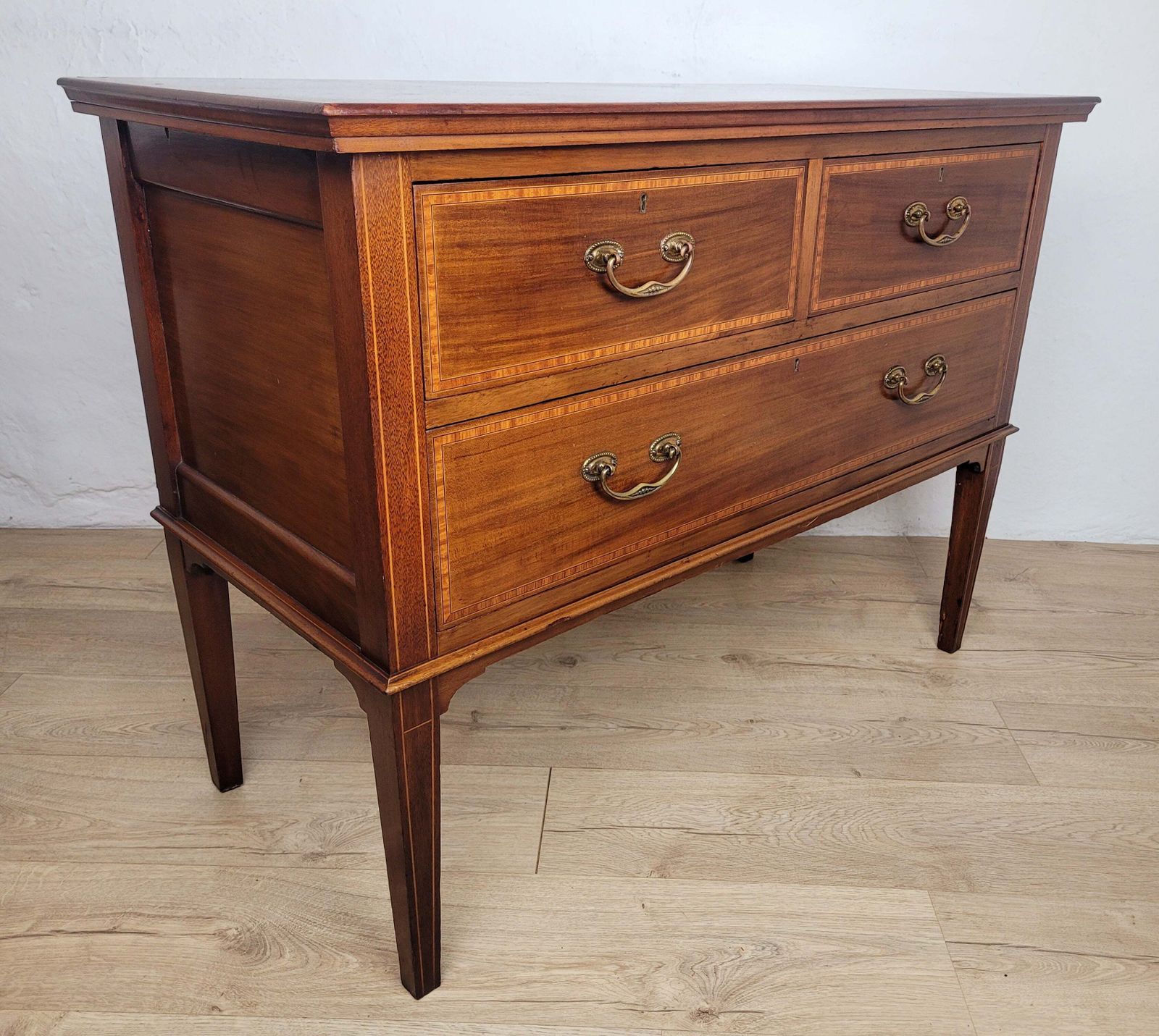 Victorian Dressing Chest Of Drawers Inlaid 19thc Drop Handles photo Furniture