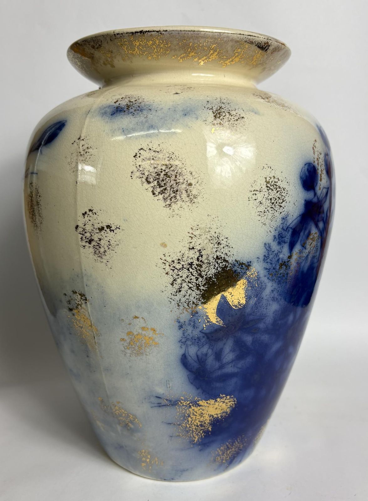 Large Antique Thomas Forester “Phoenix Ware” Flow Blue Vase, C.1900 (31cm) – Staffordshire Art Pottery photo furniture