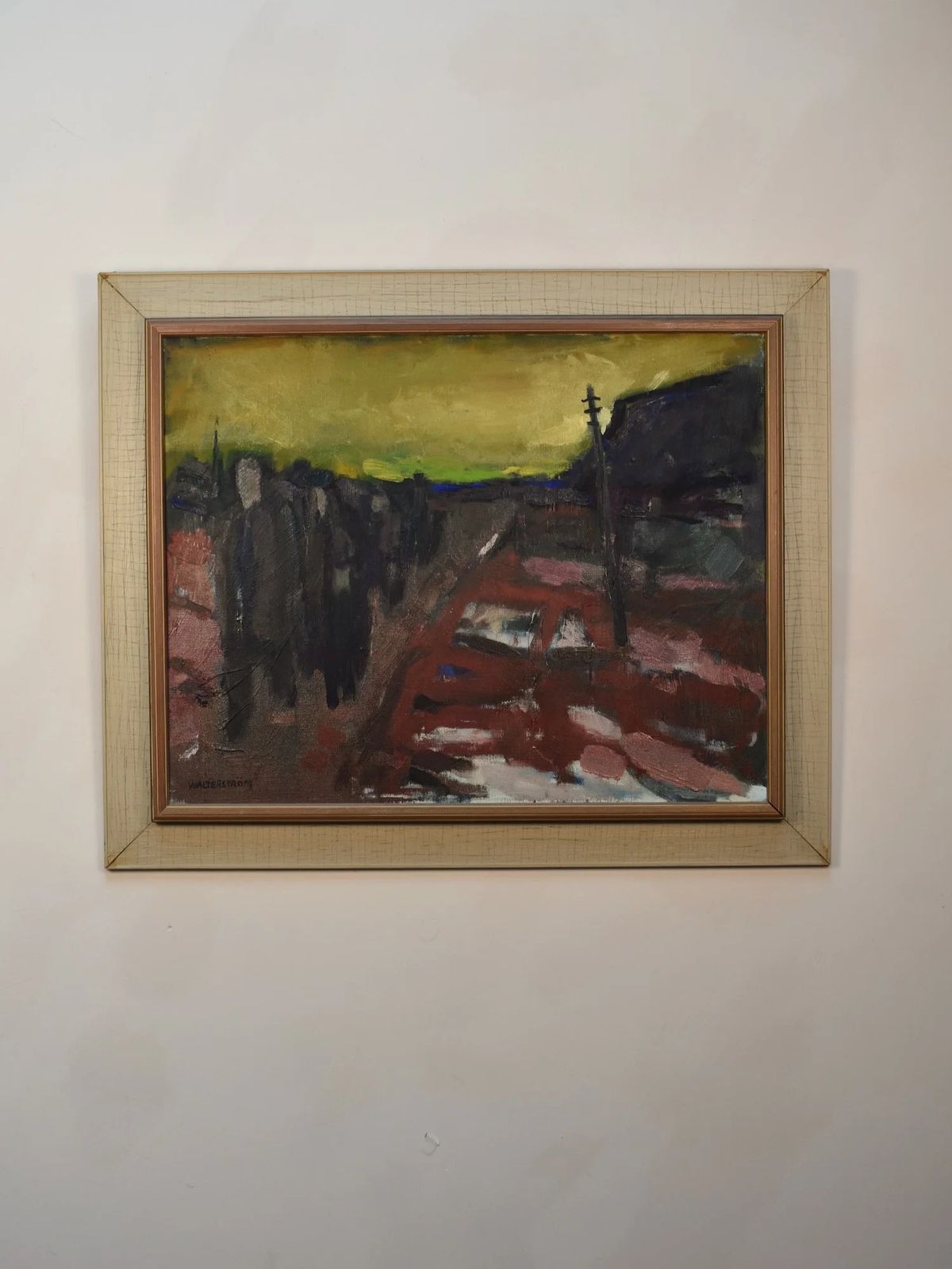 20th Century Landscape With Figures Oil Painting Ingvar Walterström (1920–1988)