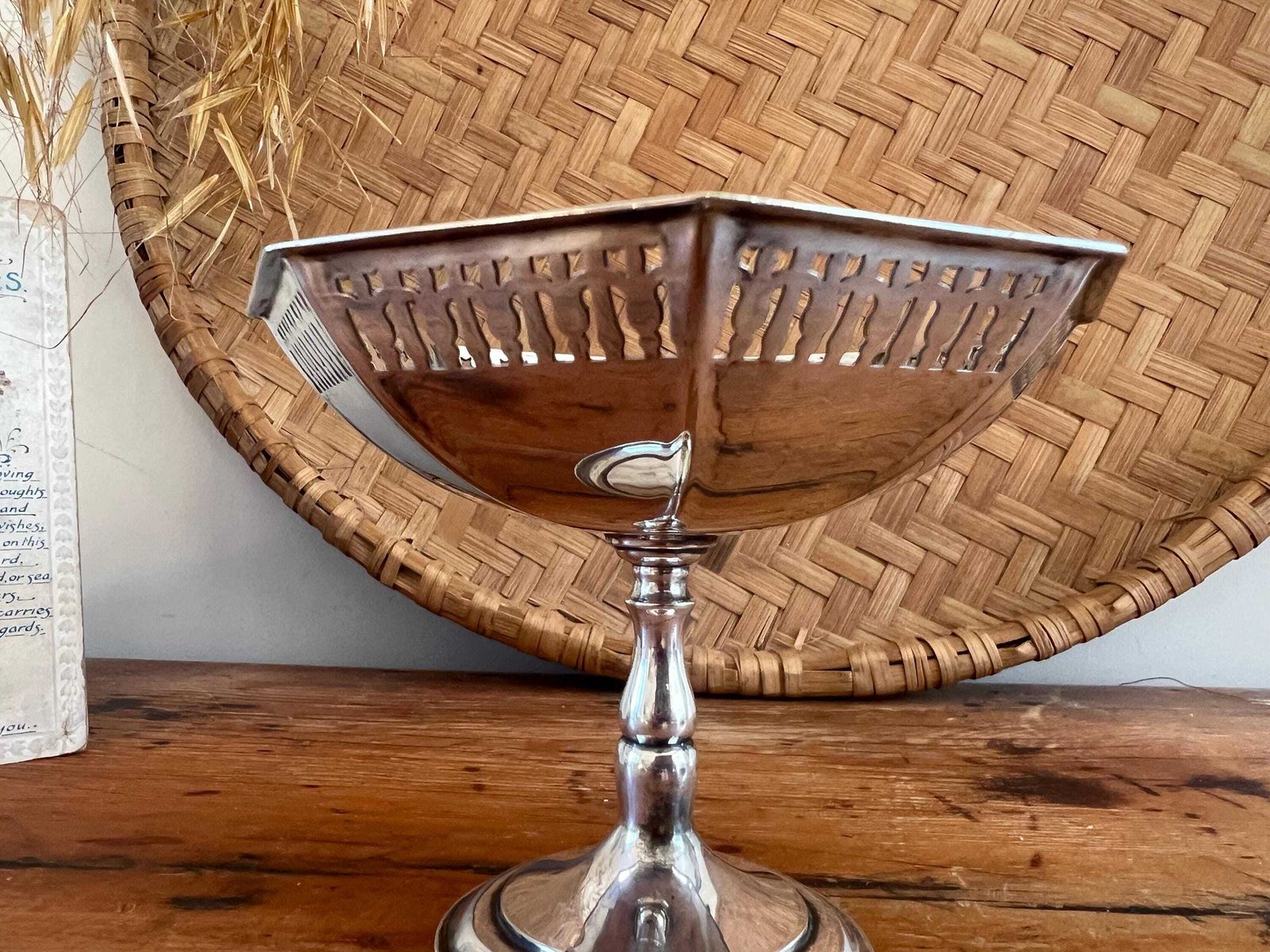 Antique Mappin & Webb Silver Plate Pedestal Dish Ornate Pierced Gallery Tazza | Vintage Bon Bon Bowl | English Serving Dish C. 1900 photo vintage