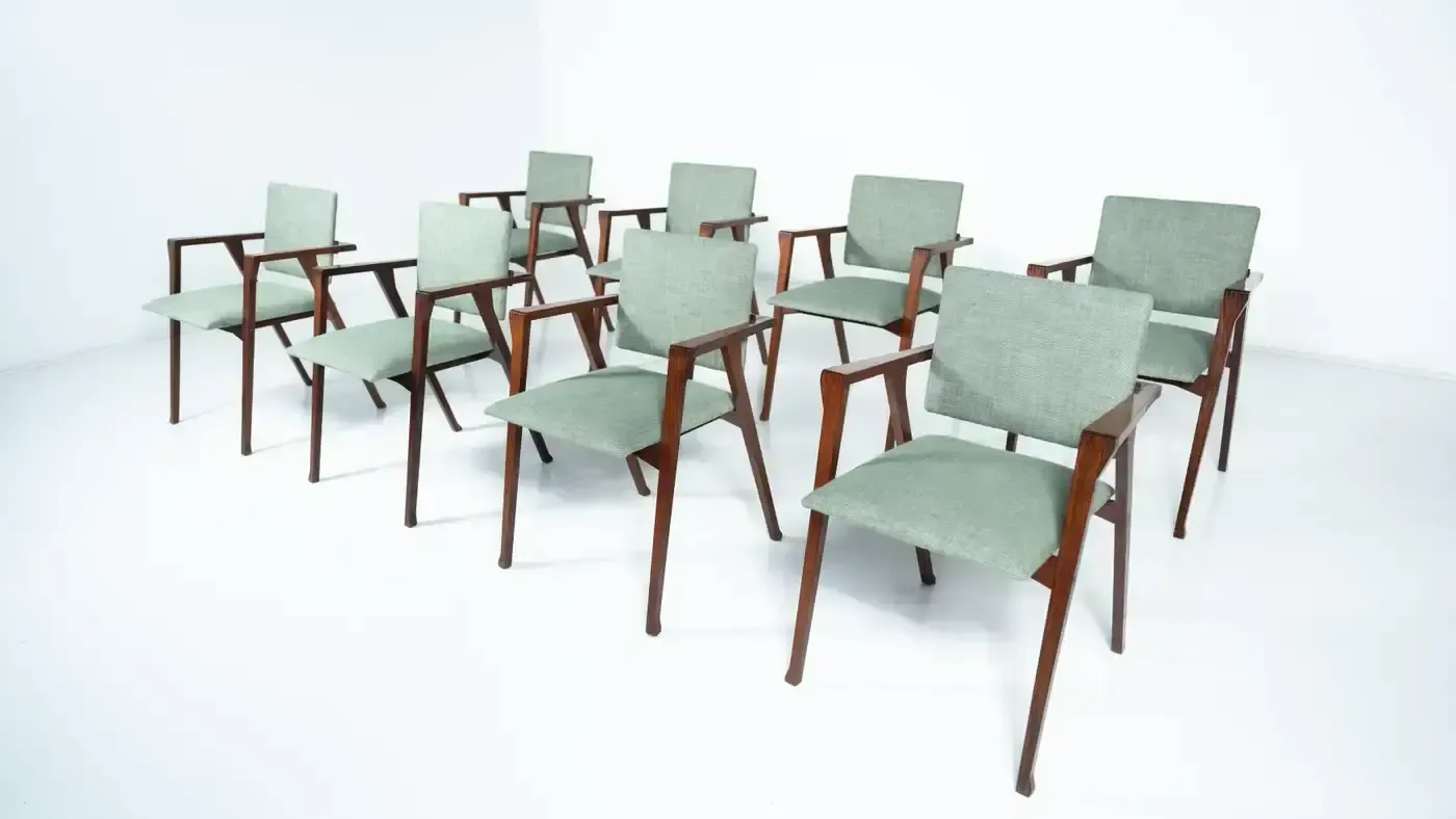 Set Of 8 ” Luisa” Chair By Franco Albini, Italy, C.1955