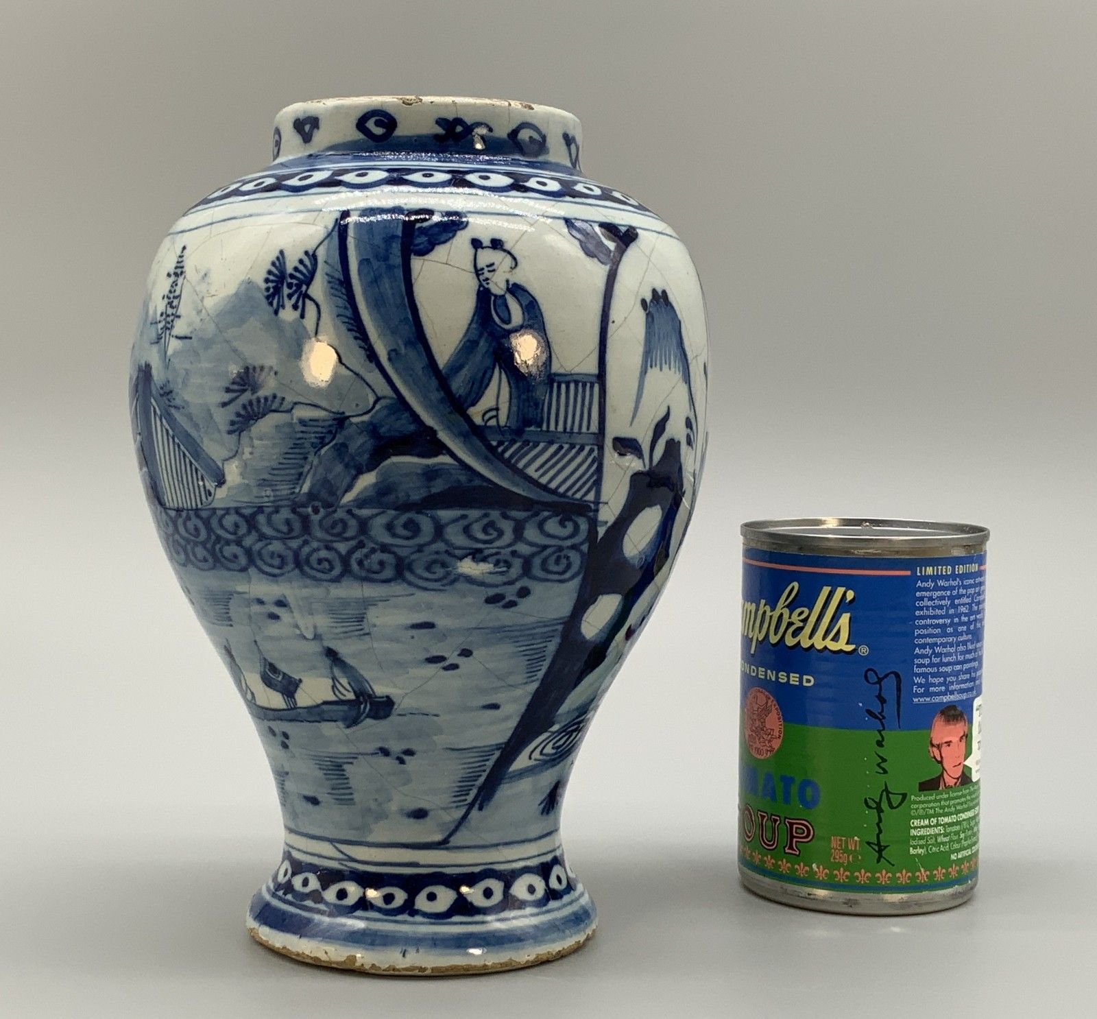A Circa 1700 Dutch Delft Chinoiserie Blue & White Vase Antique Faience Delftware photo furniture