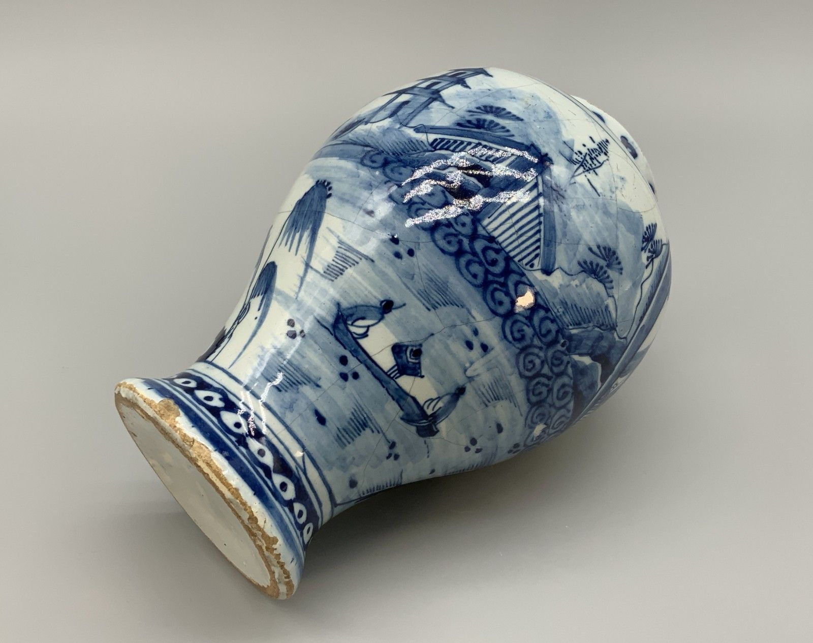 A Circa 1700 Dutch Delft Chinoiserie Blue & White Vase Antique Faience Delftware photo buy