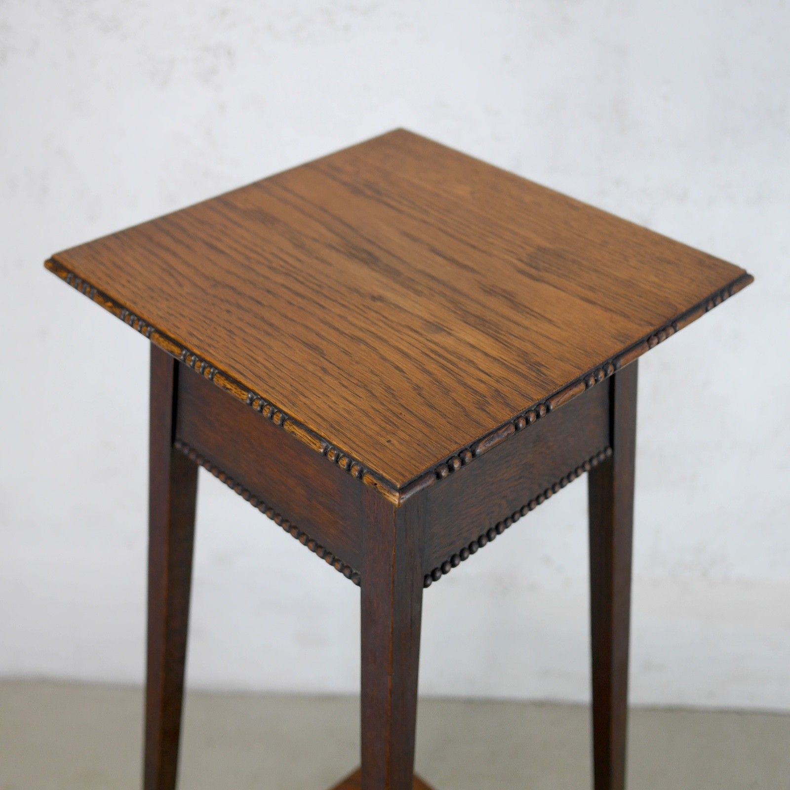 Tall Antique Arts & Crafts Oak Torchere Plant Stand Liberty Style #103113 photo vinterior