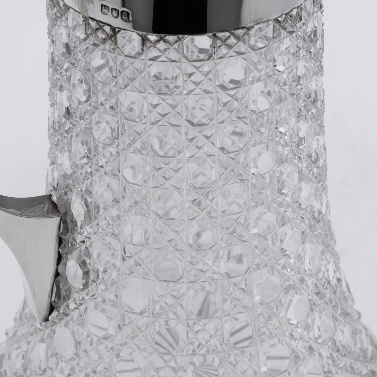 photo buy Antique 19thc Victorian Solid Silver & Cut Glass Large Claret Jug, London C.1896