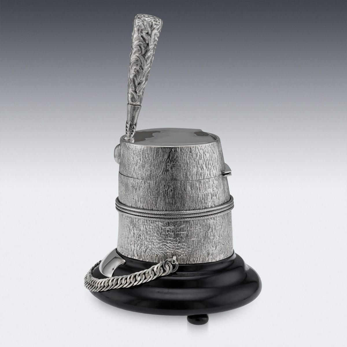 Antique English Silver Regimental Snuff Mull With Ebonised Base, 1908 photo Home Decor