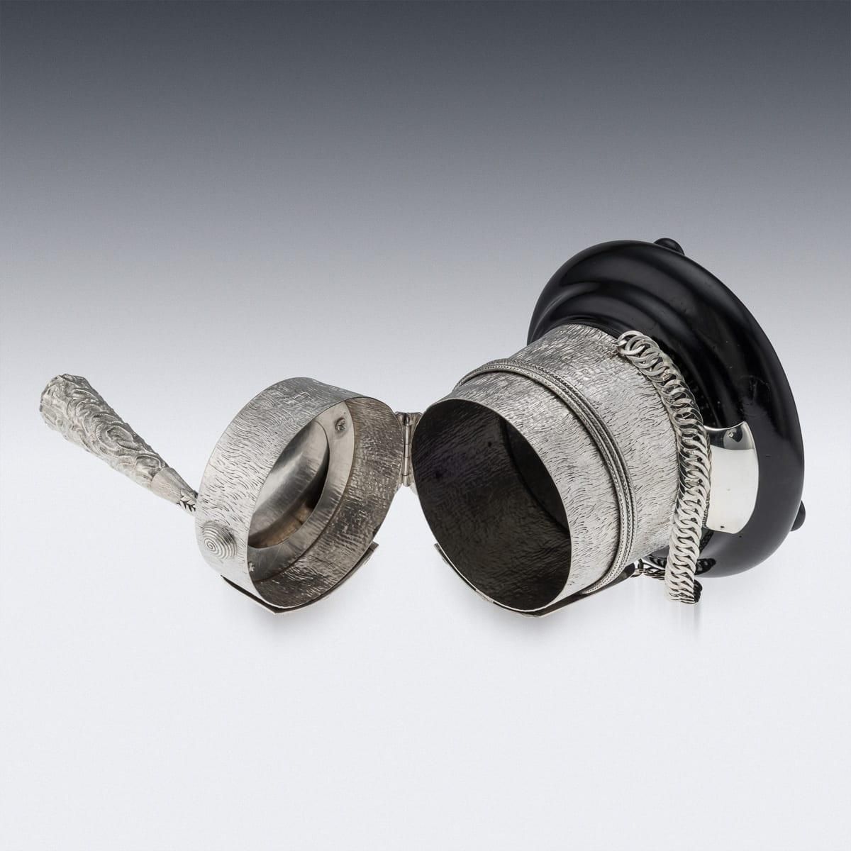 Antique English Silver Regimental Snuff Mull With Ebonised Base, 1908 photo vintage
