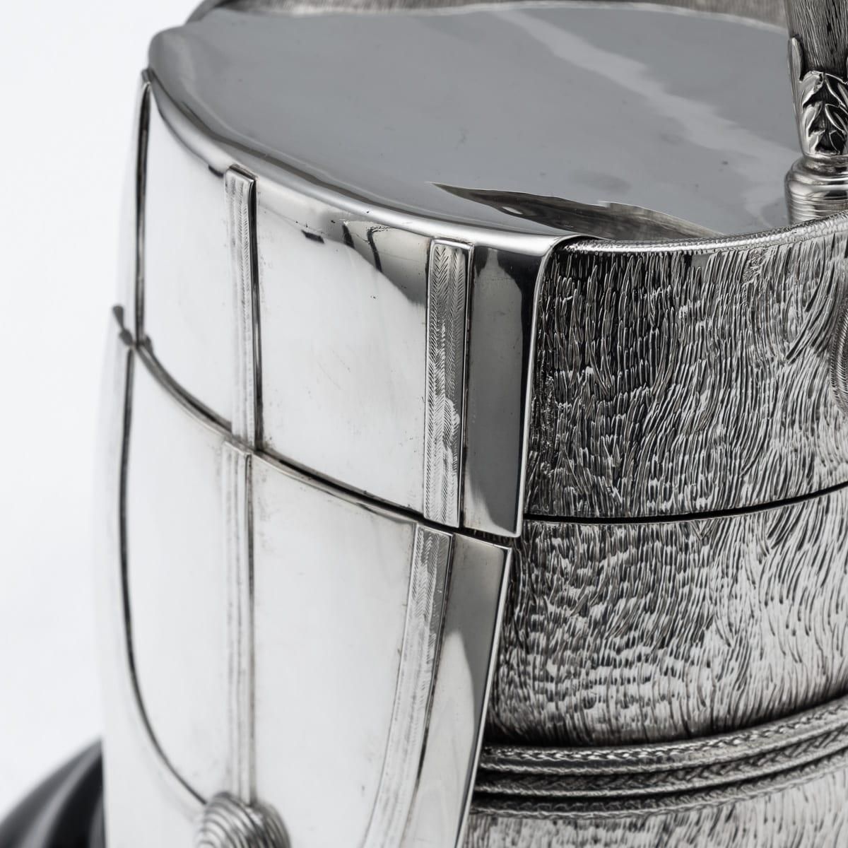 8764.0 Antique English Silver Regimental Snuff Mull With Ebonised Base, 1908 photo