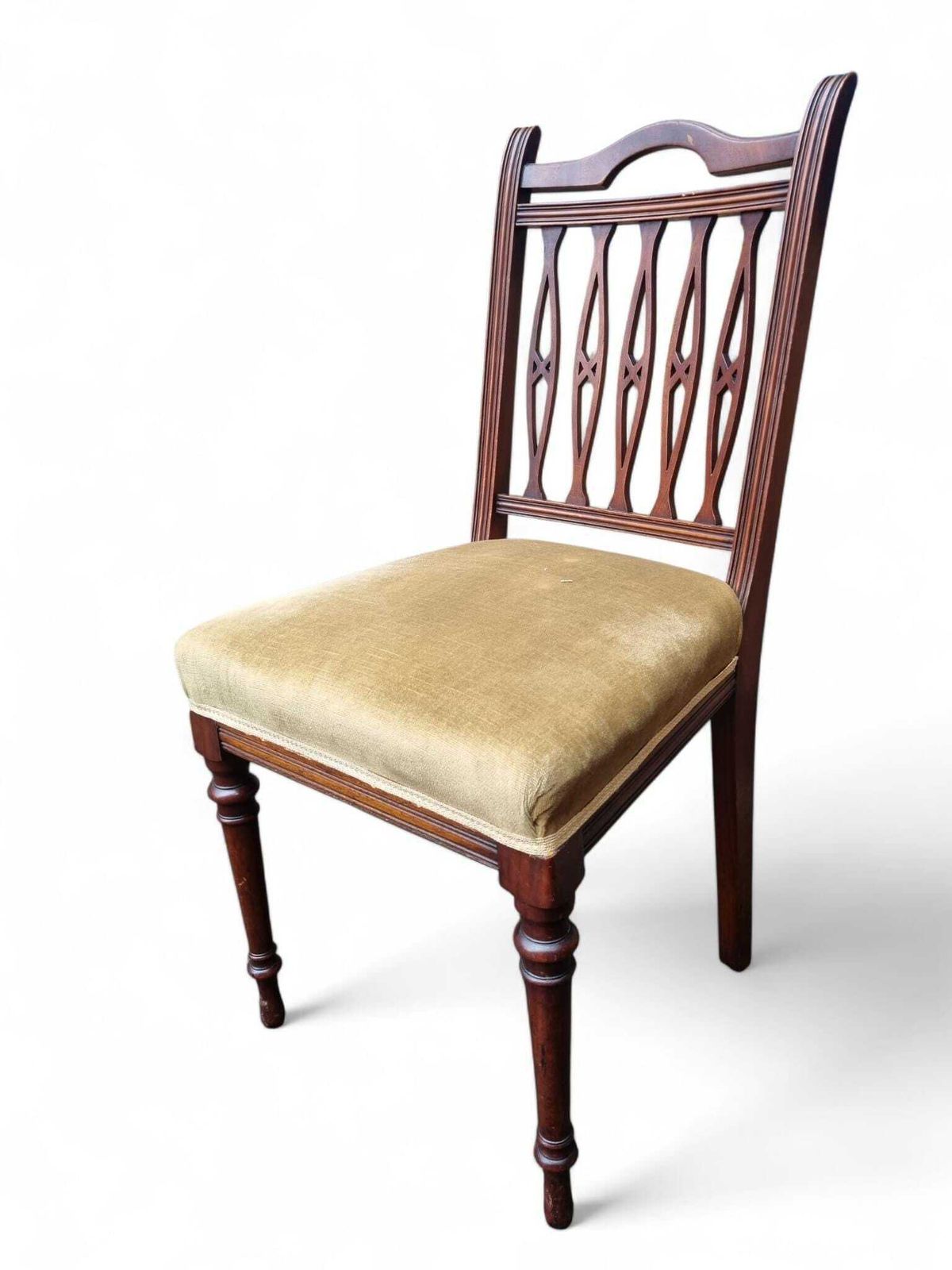 photo for sale Antique Dining Chairs / Upholstered Seats / C.1930 / Set Of 4