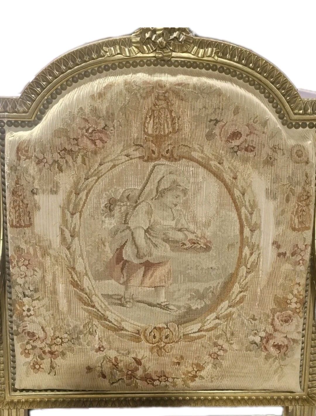 A Pair Of 19thc Louis XVI Style French Fauteuils Tapestry Upholstery Chairs photo 1380.0