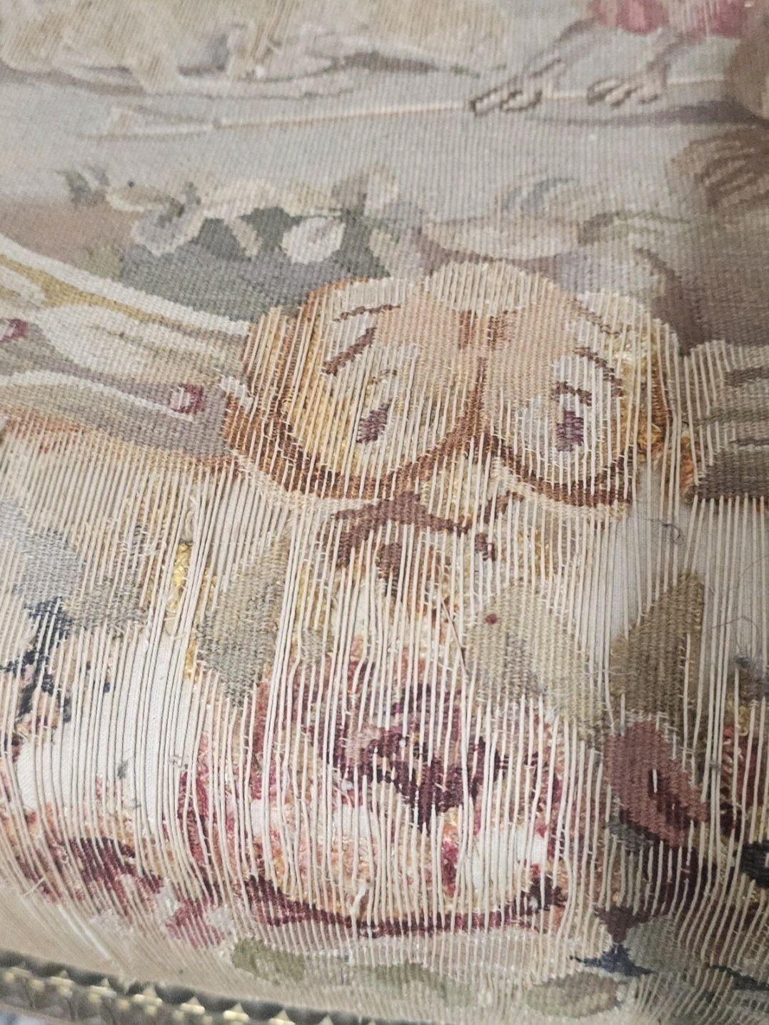photo for sale A Pair Of 19thc Louis XVI Style French Fauteuils Tapestry Upholstery Chairs