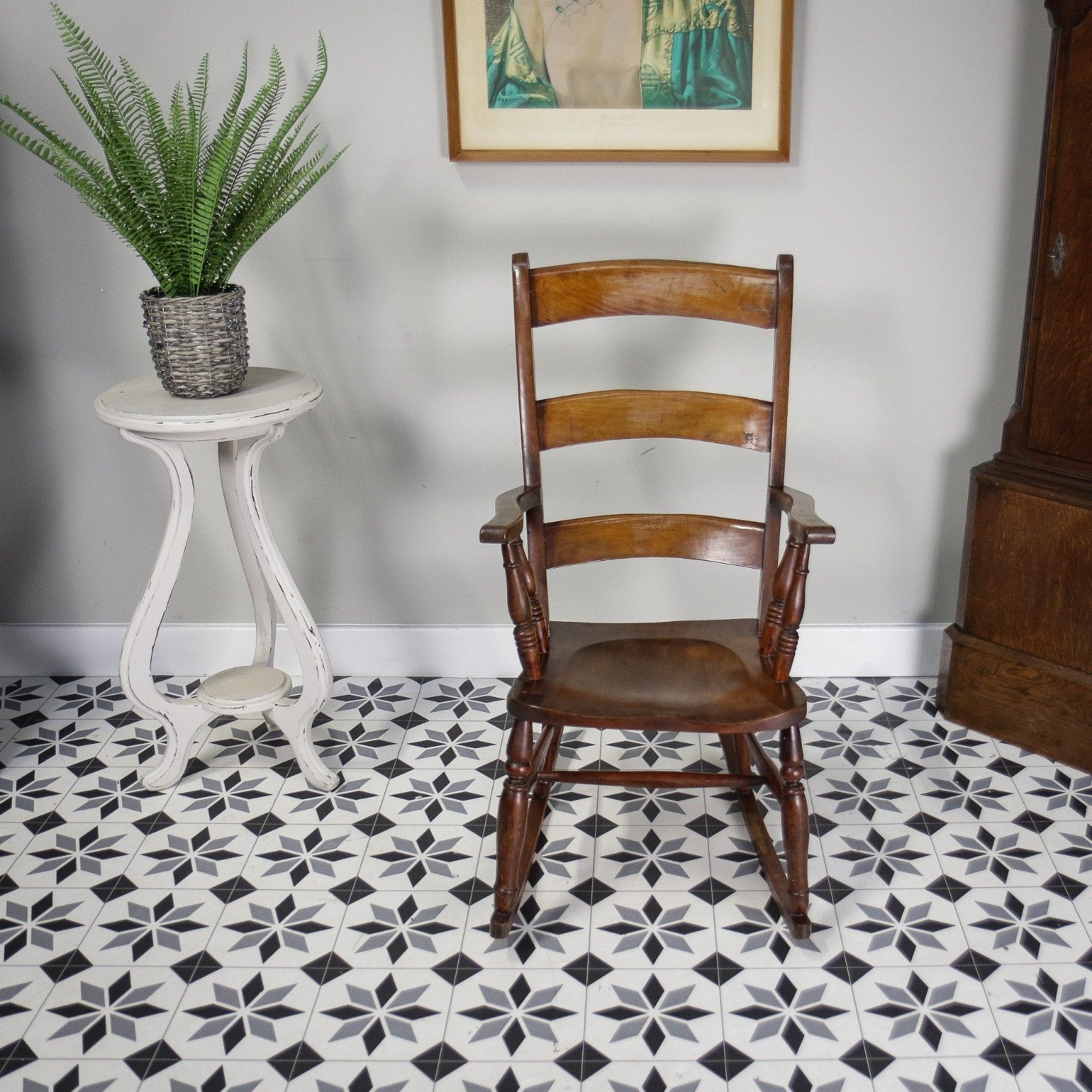 Victorian Ladder Back Or Oxford Bar Back Rocking Chair In Elm And Ash photo 295.0