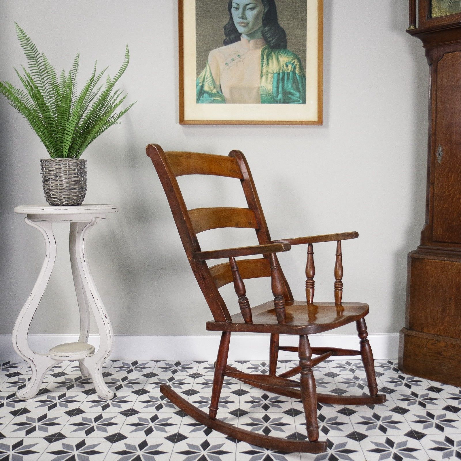 Victorian Ladder Back Or Oxford Bar Back Rocking Chair In Elm And Ash photo buy