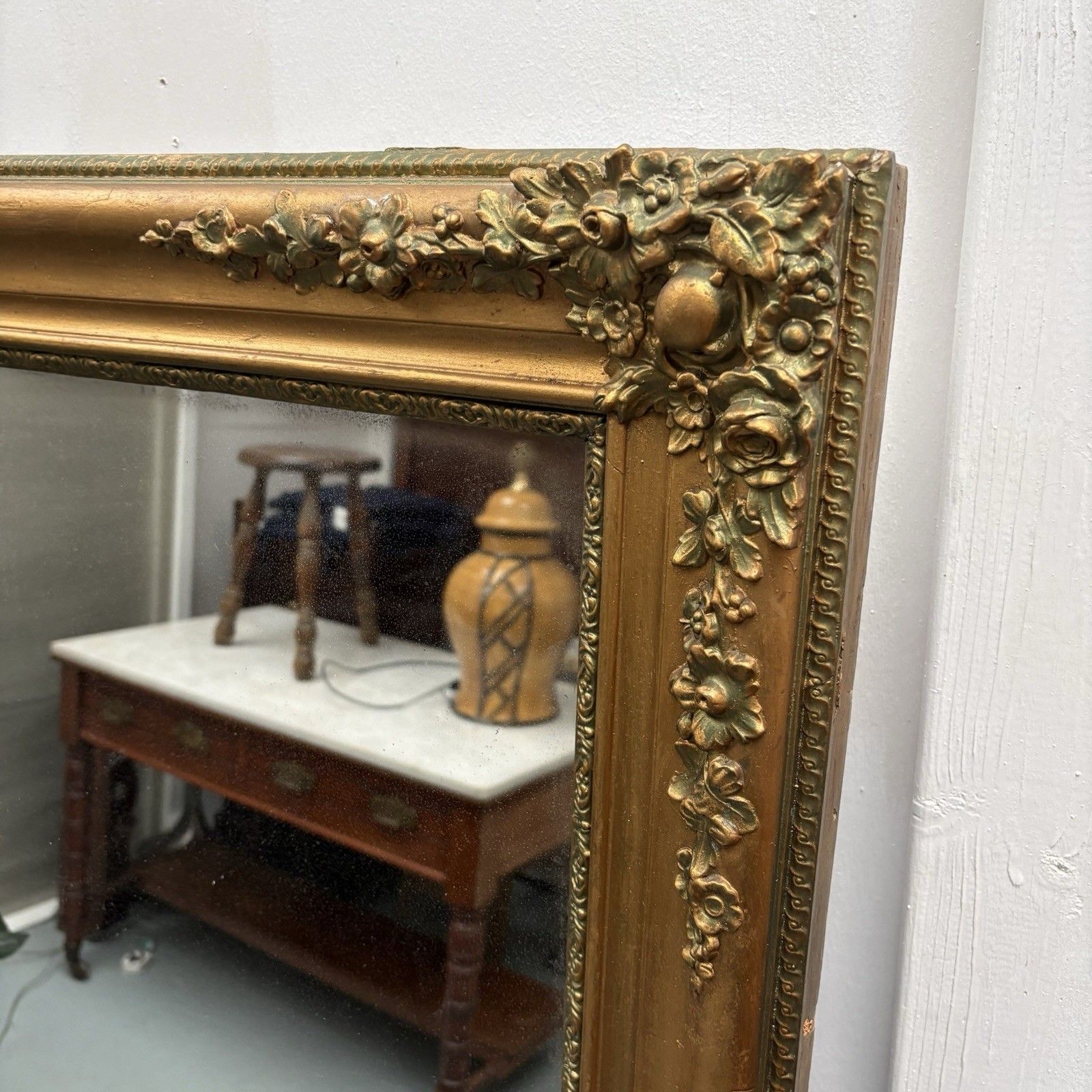 Antique French Empire Gilt Over Mantle Mirror C1830 148 X 100 Cm Light Foxing photo Home Decor