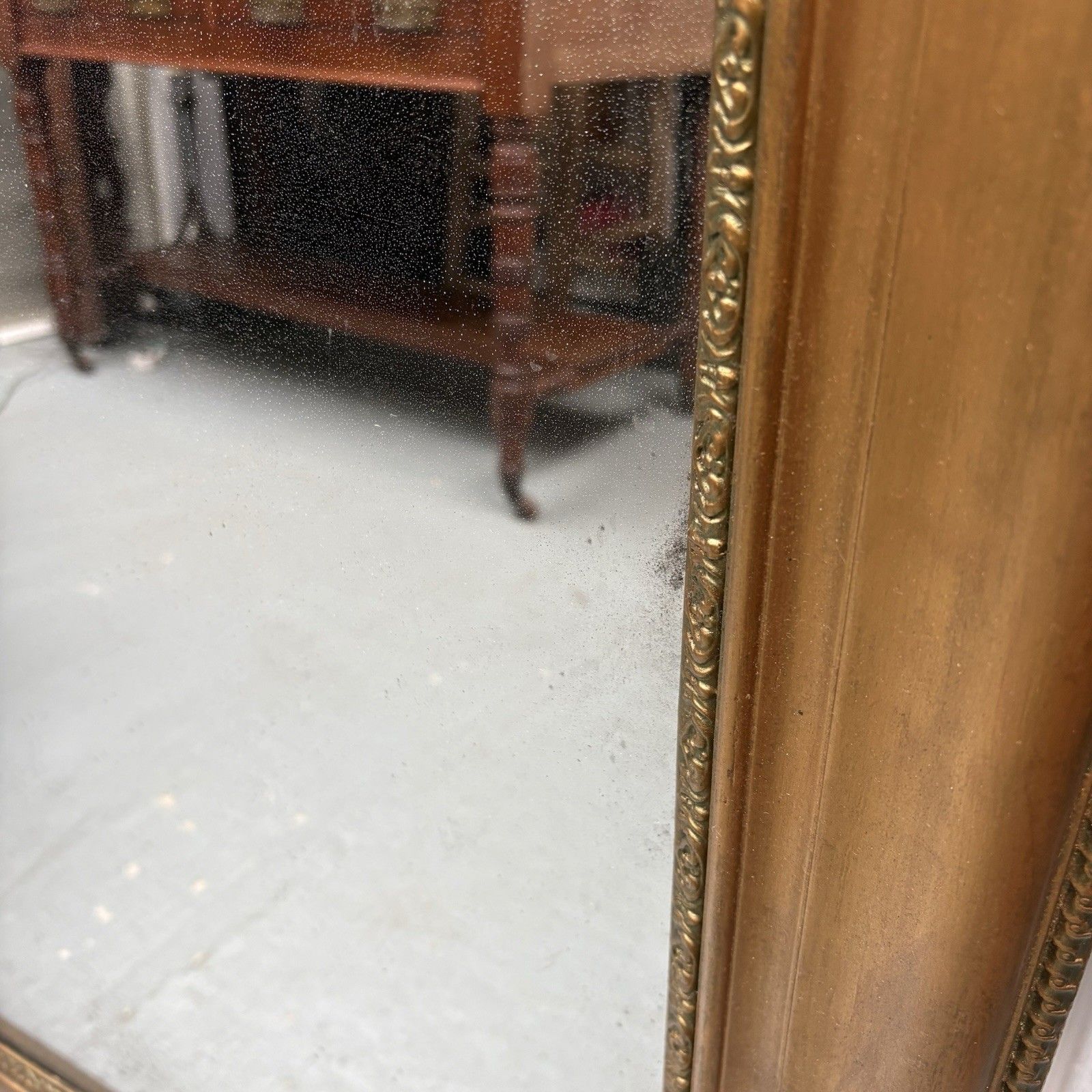 Antique French Empire Gilt Over Mantle Mirror C1830 148 X 100 Cm Light Foxing photo vintage