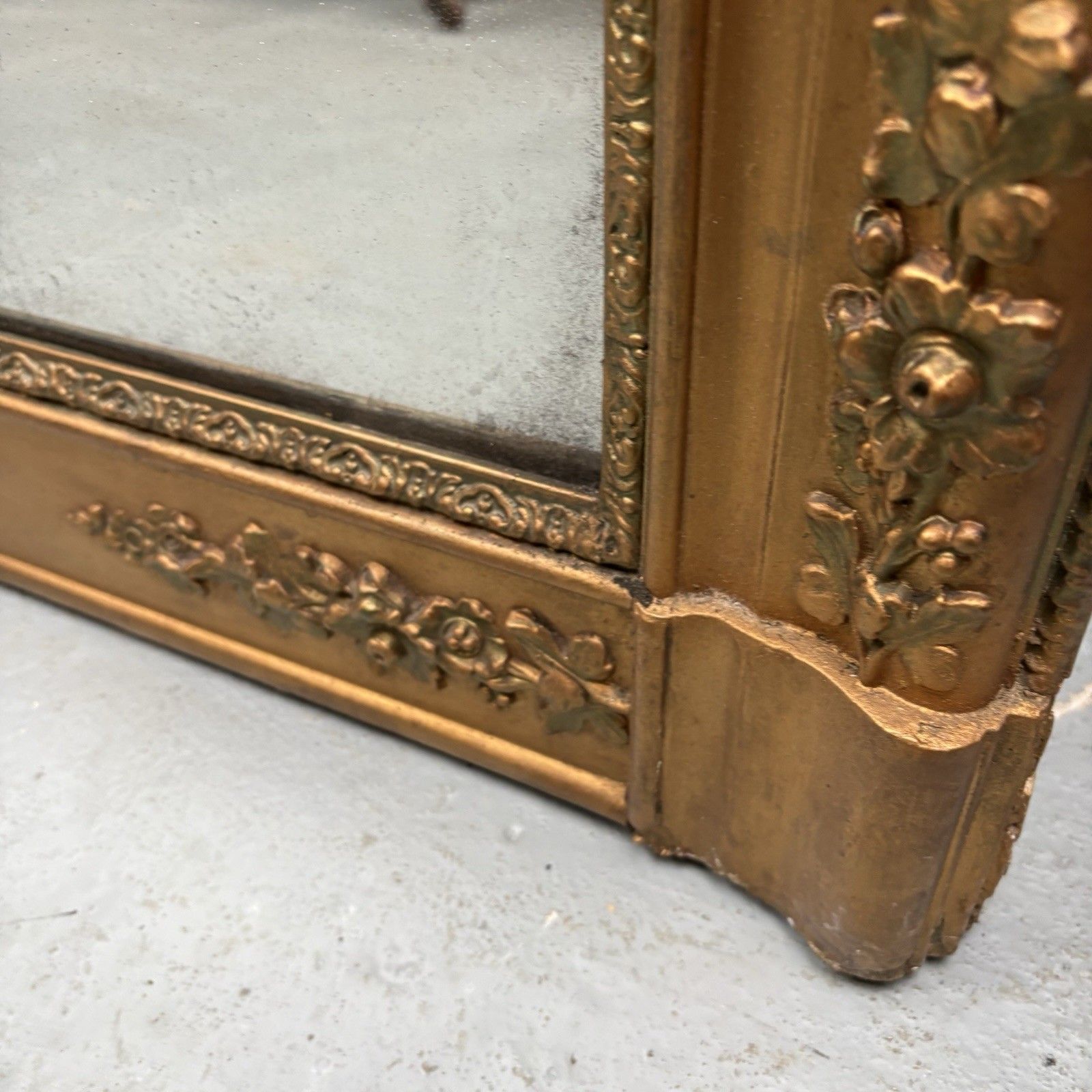 photo for sale Antique French Empire Gilt Over Mantle Mirror C1830 148 X 100 Cm Light Foxing